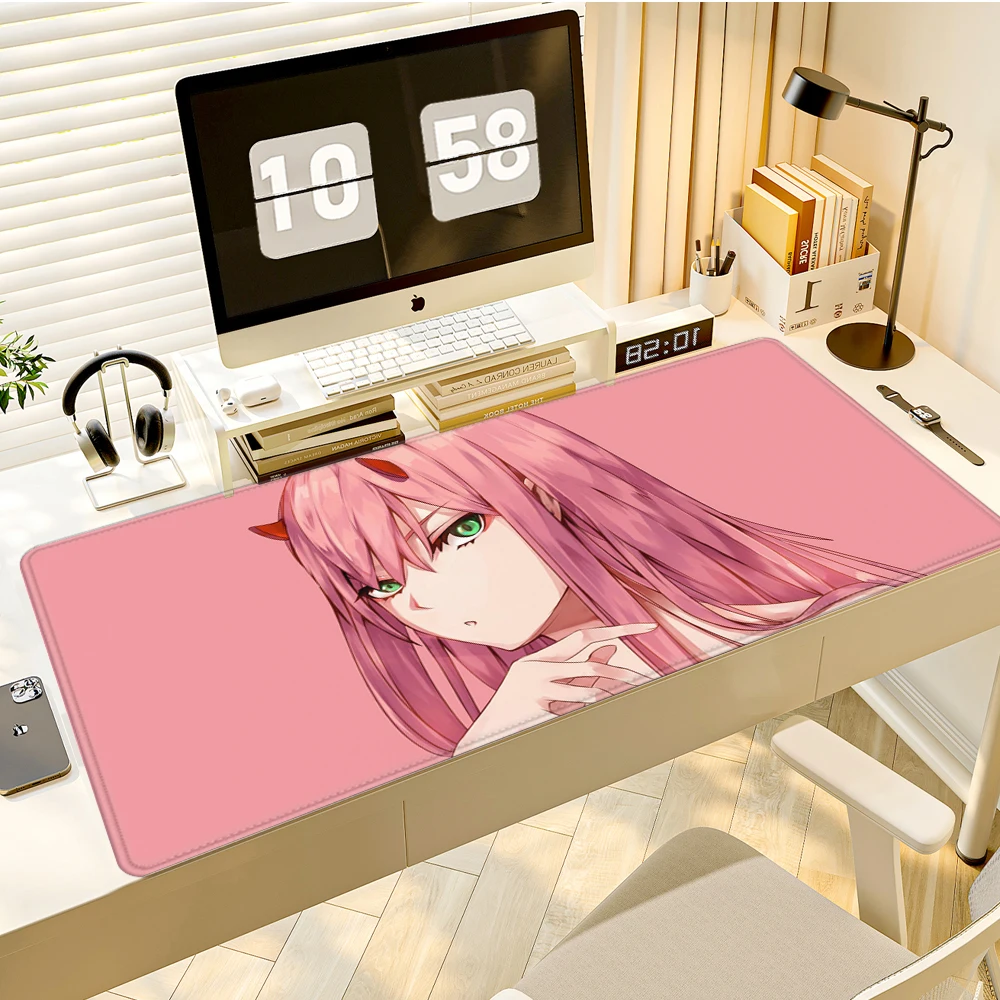 Mouse pad preto anime zero dois tapete grande teclado acessórios para jogos pc teclado gamer laptop mousepad borda de travamento para cs go