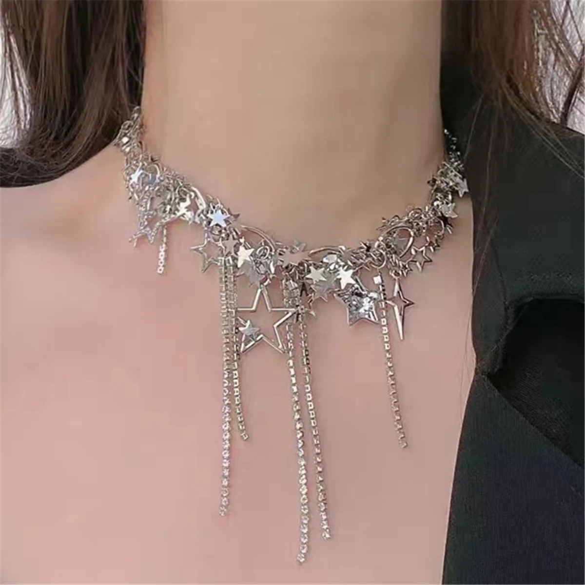 Rhinestone Shiny Chokers for Girls Sexy Punk Letter Night Entertainment Venue Statement Party Necklace