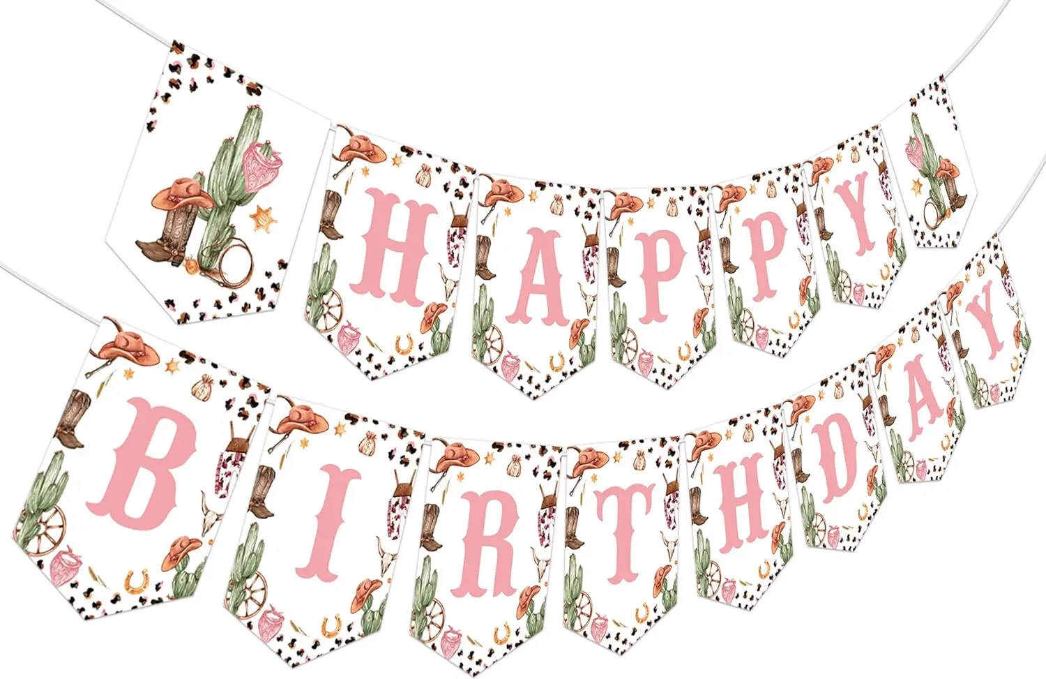 

Western Cowgirl Birthday Banner Party Decor Happy Birthday Banner for Wild West Rodeo 1st 2nd 3rd Bday Party Supplies