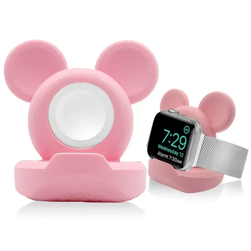 น่ารัก Charger Stand Minnie Desktop สําหรับ Apple Watch 9 8 7 6 5 4 iWatch 3 2 1 SE การ์ตูนซิลิโคนฐานชาร์จ