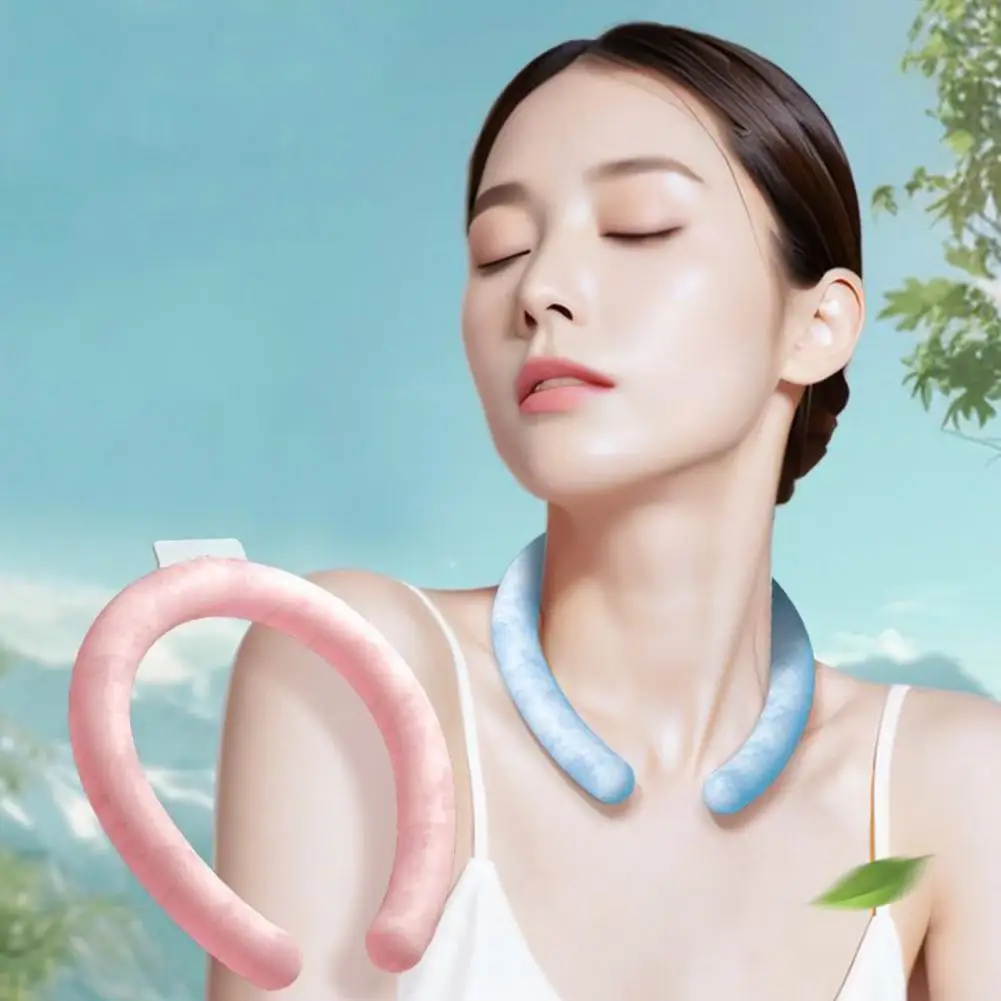 19*16cm Summer Neck Cooling Tube Wearable Neck Cooler Ice Cold Ring Outdoor Heatstroke Prevention Portable Neck Wrap Collars