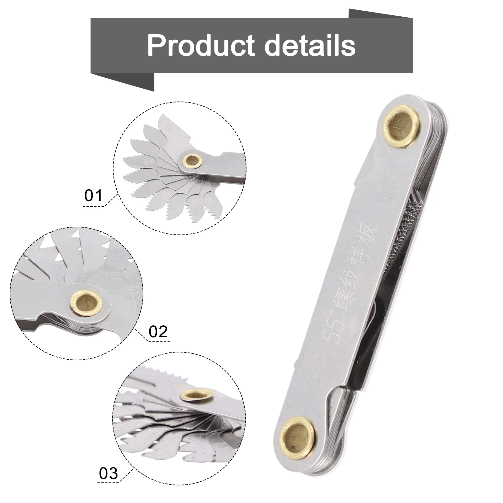 1pc Thread Measuring Gauge With Magnetic Head Rotary Switch 55/60 Degrees) Adjustable Metric Screw Thread Gauge Tools