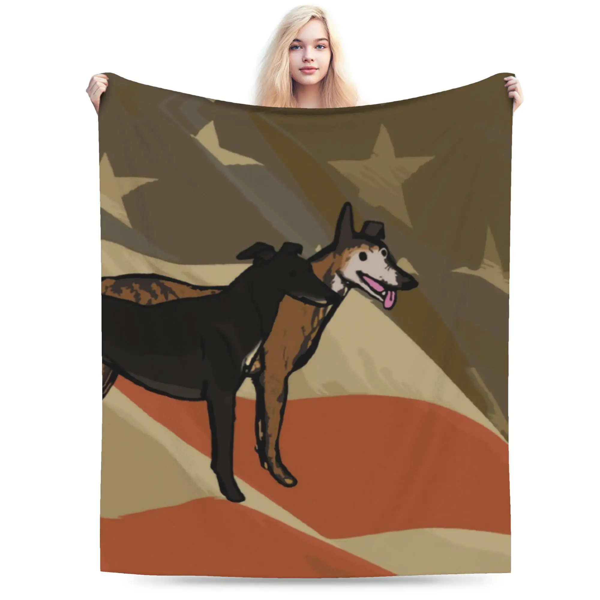 Custom Patriotic Greyhound Dog Blankets Warm Flannel Whippet Sighthound Throw Blanket for Home Bedroom Sofa