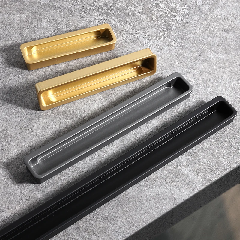 Beicai Simple Modern Drawer Cabinet Door Shoe Cabinet Concealed Built-in Closet Door Slotted Sliding Door Handle