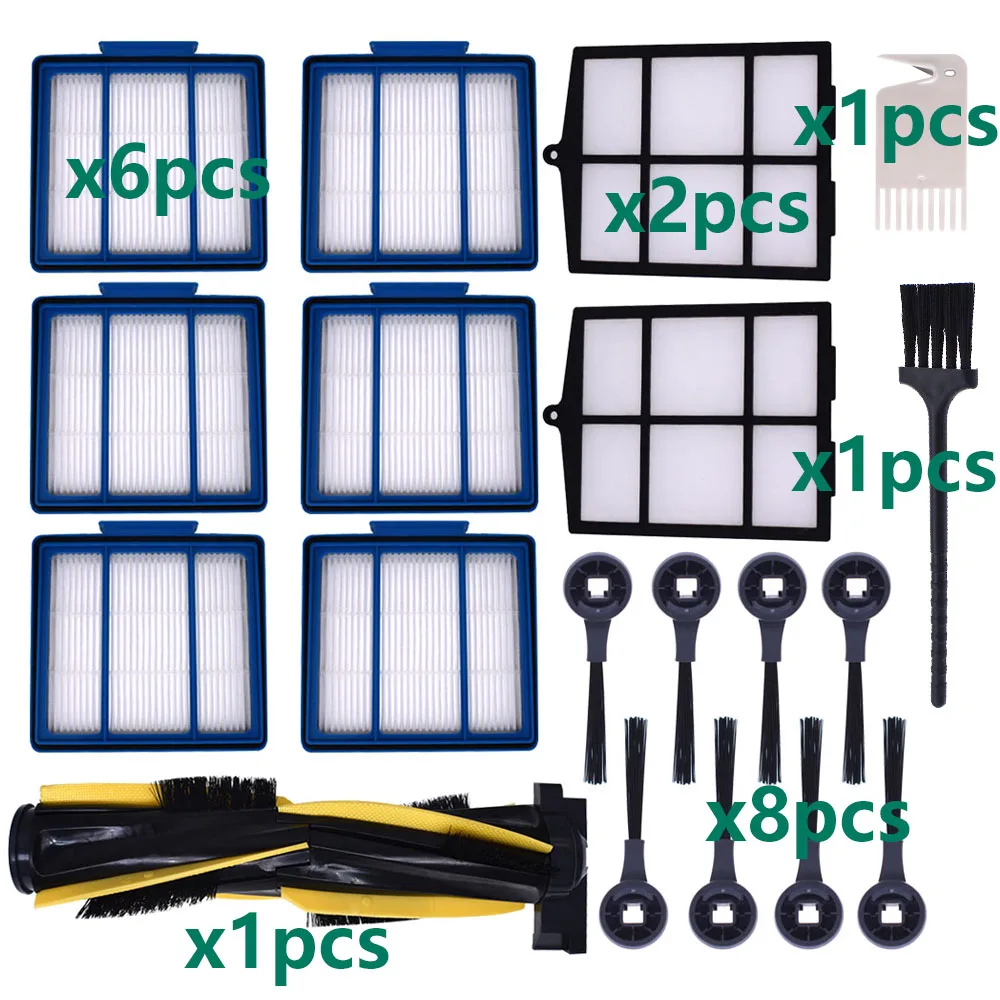 Filtro de espuma para polvo, rodillo principal, cepillo lateral Compatible con Shark IQ R101Ae RV1001Ae R101 RV1001, pieza de repuesto para aspiradora