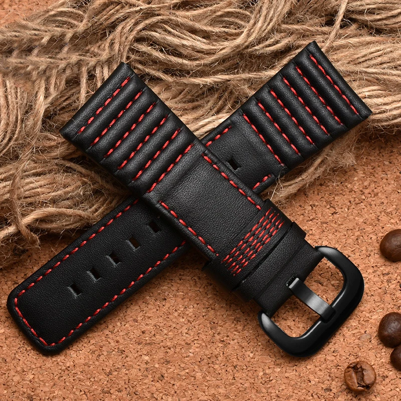 28mm  Genuine Leather With Stitches Wrist Watchband  Loops For Sevenfriday P3B/01 S2/01 Men Watch Strap