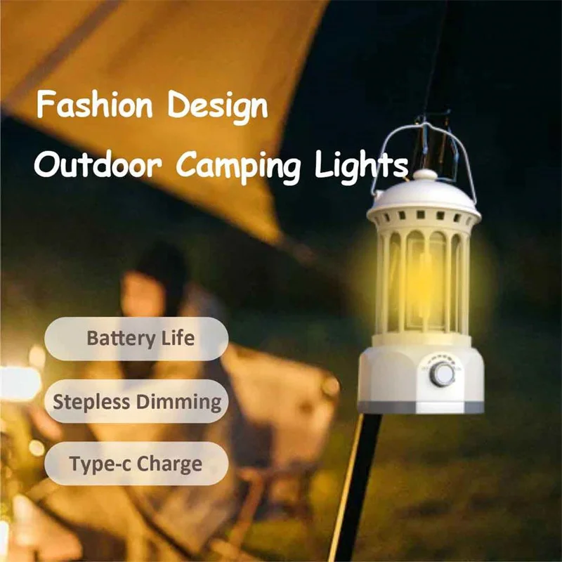 Linterna de Camping recargable Retro LED, luz de Camping Vintage, tienda de campaña portátil al aire libre, COB, iluminación Retro para caballos