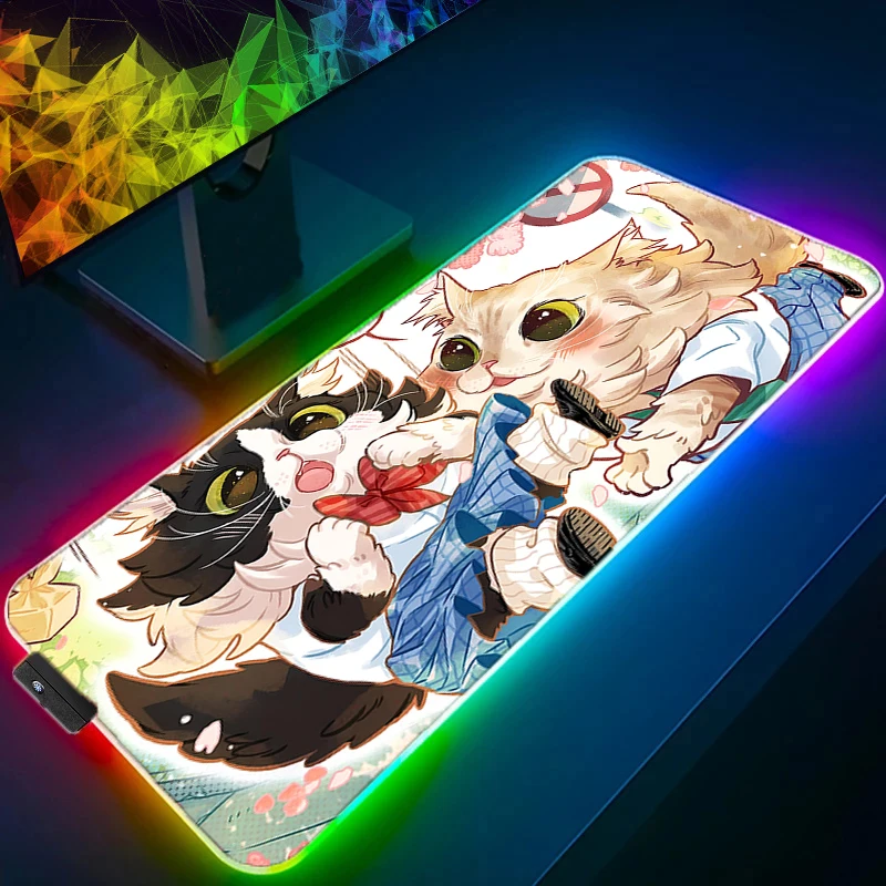 

RGB LED Mousepad Computer New Mouse Pads Keyboard Pad Fairy Tale Cat Mouse Mat Gamer Soft Office PC Carpet Table Mat Desktop Mat