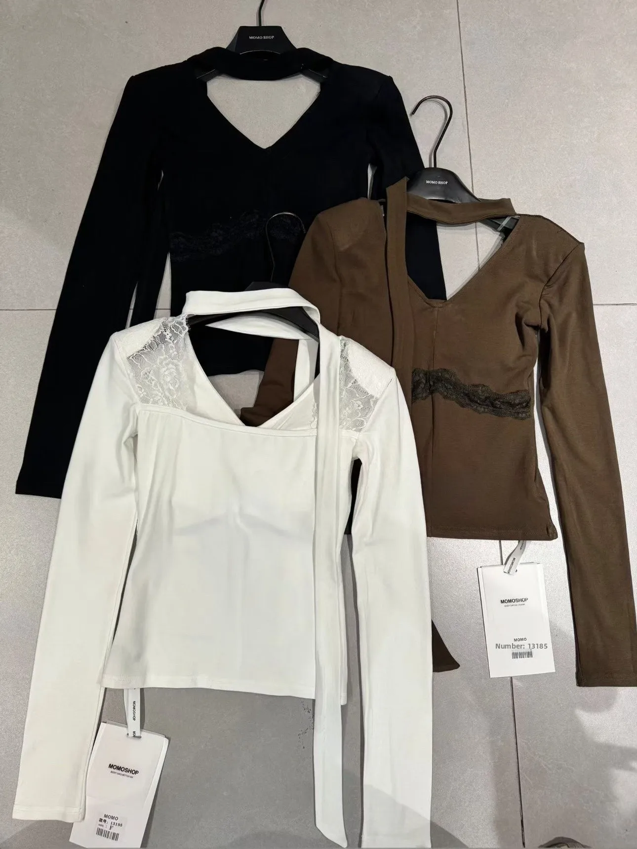 퓨어 디자이어 레이스 바 노트 브이넥 롱 슬리브 안감 슬림핏 어깨 패드 여성용 탑 한국 스타일 출퇴근용