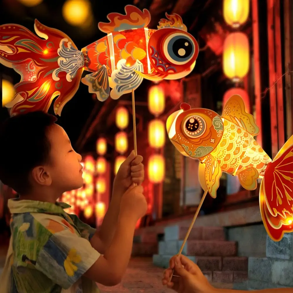 

Luminous Goldfish Lantern Handmade Glowing Mid-Autumn Festival Lantern DIY Intangible Cultural Heritage Handheld