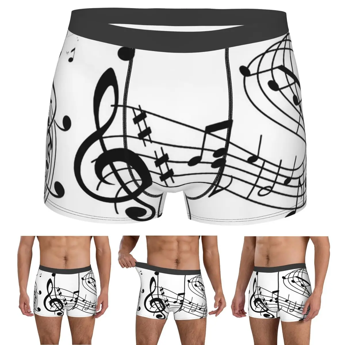 

Boxer Underpants Shorts Abstract Piano Keys With Musical Notes Panties Men's Ventilate Underwear for Homme Man Boyfriend Gift