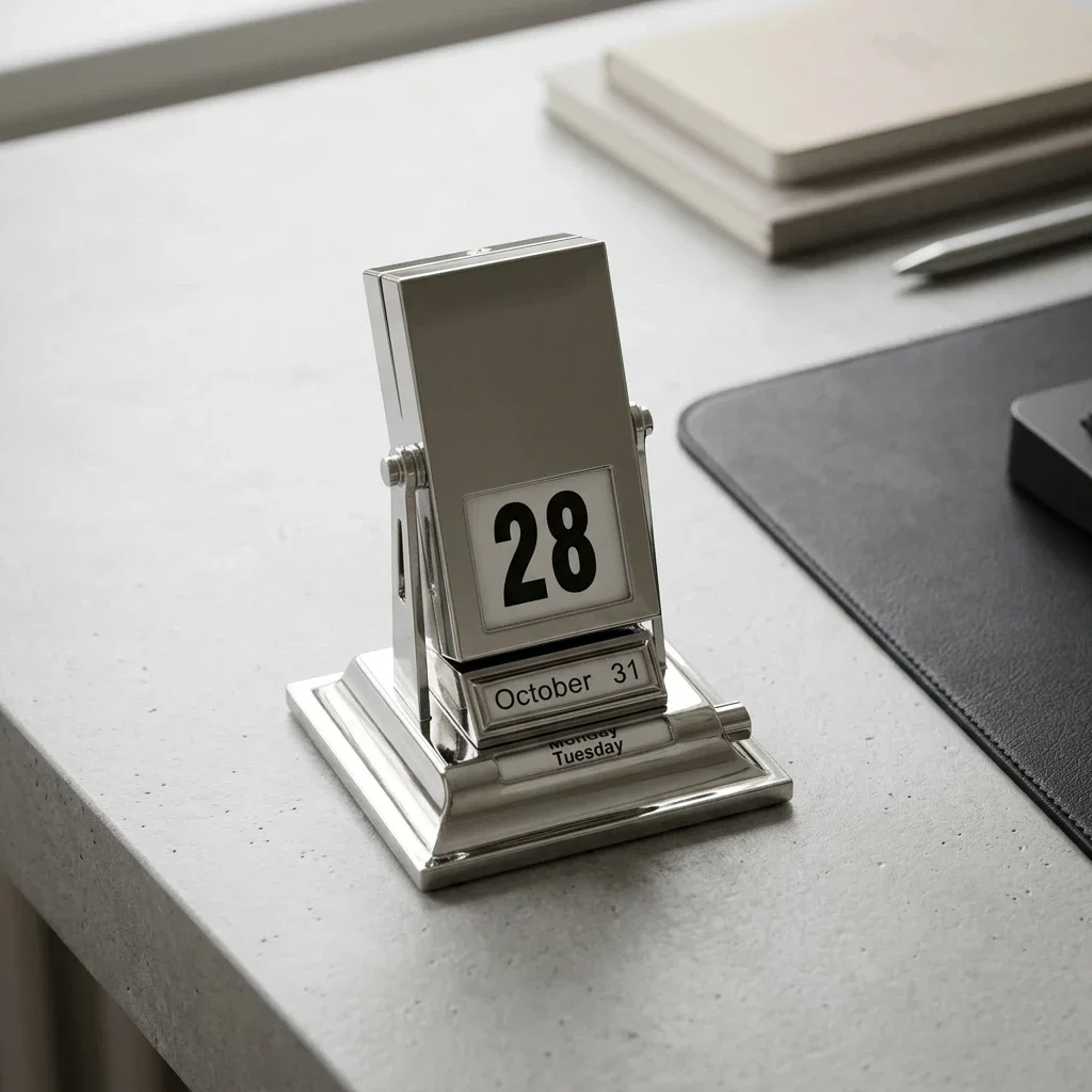 Creative Rotating Metal Desk Calendar Scandinavian Simple Perpetual Calendar Desktop Home Office Decoration Gift