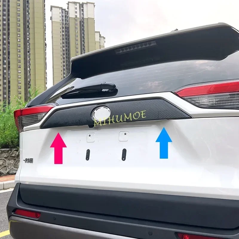 

Для Toyota RAV4 2019-2024 молдинг багажника из углеродного волокна, накладки задней двери, стильные