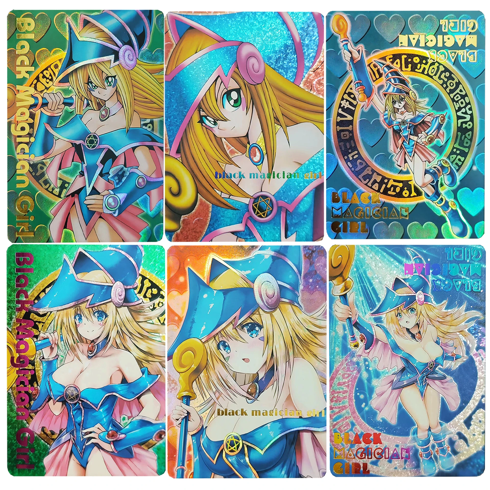 63X88Mm Diy Self Made 6Pcs/set Yu-Gi-Oh! DDM Black Magician Girl Collection Card Refraction Color Flash Anime Cards Gift Toys