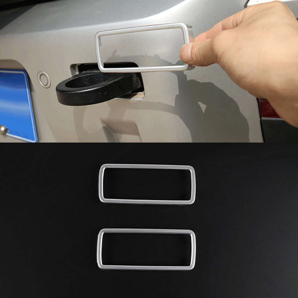 2PCS Car Trailer Tow Hook Hole Trim Frame for Land Rover Defender 90 110 2020-2023 Trailer Hitch Decor Sticker