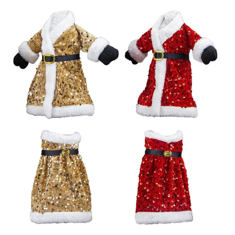 Dress Style Christmas Red Wine Bottle Covers Santa Claus Coat Champagne Cover for Xmas Home Party Dinner Table Decoration