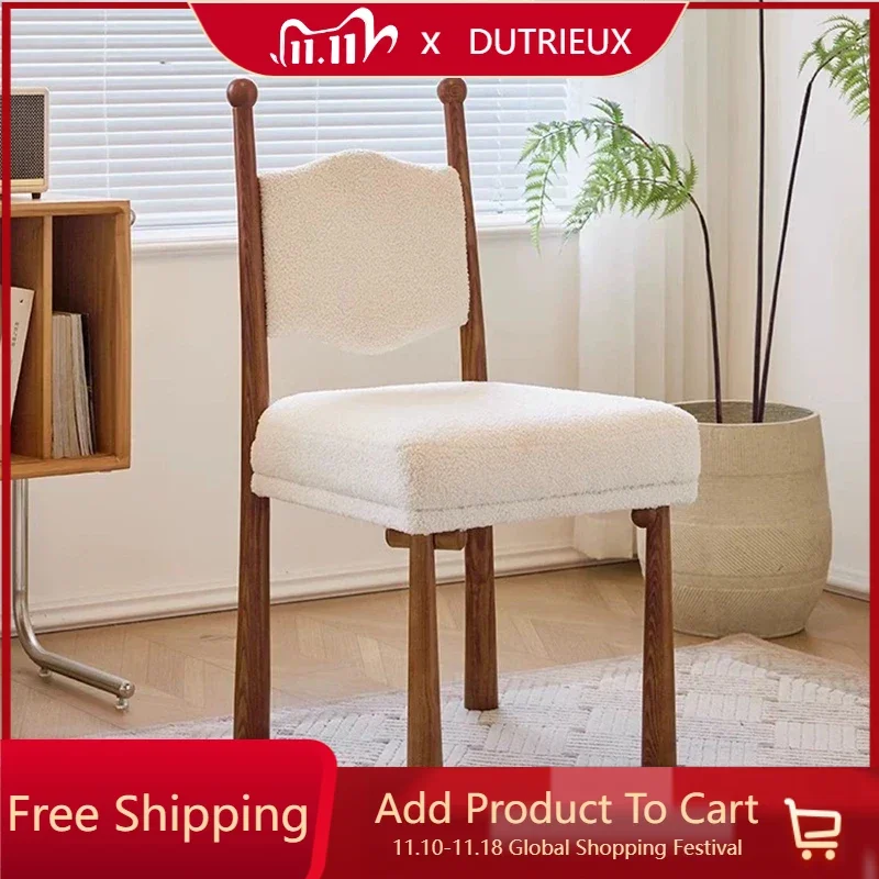 

French Luxury Dining Chair Modern Wood White Retro Designer Dining Chairs Nordic Occasional Sillas De Comedor Kitchen Furniture