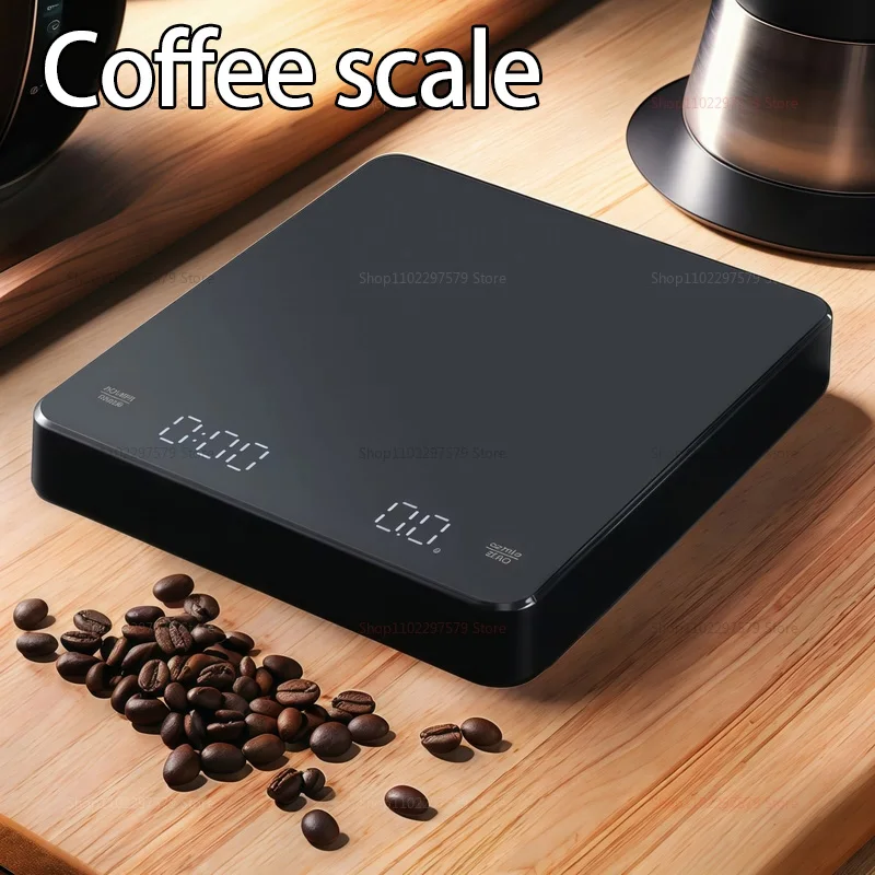 Digital Rechargable Coffee Scale with Timer LED Screen Espresso USB 3kg Max.Weighing 0.1g High Precision Measures Kitchen Scale