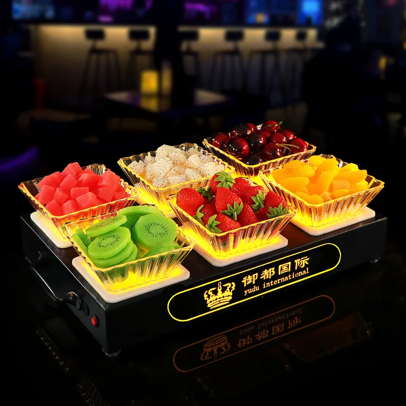 

Manufacturer's one-piece delivery bar KTV luminous fruit plate clear bar night show classic 4 grids 6 grids zero snack platter