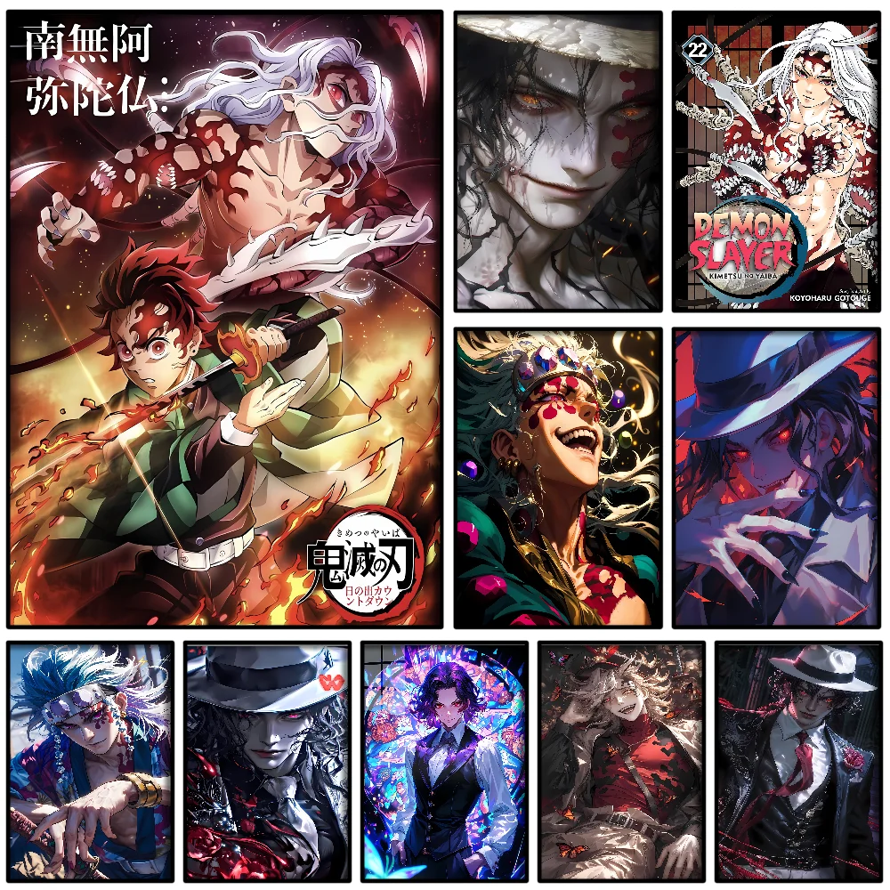 Demon Slayer Kibutsuji Muzan Anime Poster Self-adhesive Art Waterproof Paper Sticker Coffee House Bar Room Wall Decor