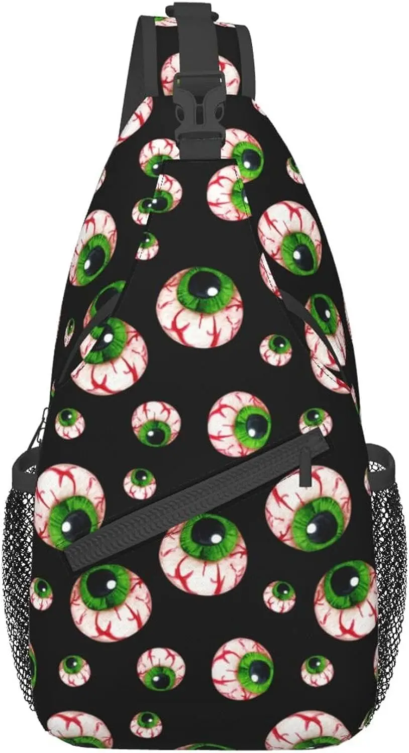 Eye Ball Horror Halloween Sling Bag Halloween Candy Corn Crossbody Shoulder Bags Backpack Trendy Daypacks Chest Bag