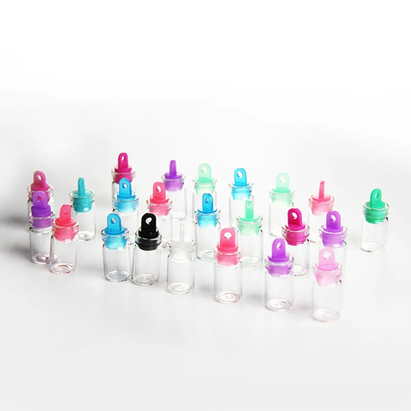 

1000pcs 0.5ml Mini Small Clear Glass Vials Tiny Jar with Color Plastic Stopper Message Bottle Gift Pendant DIY Decoration