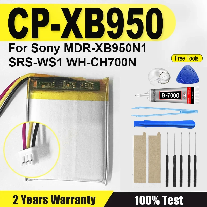 3.7V Li-Polymer Replacement New Battery CP-XB950 For Sony MDR-XB950N1 SRS-WS1 WH-CH700N Acumulator Batteries+tools