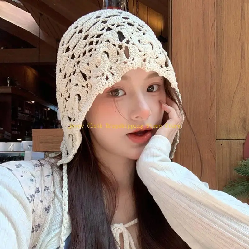 

Crochet Hat Western Handwoven Vintage Hat Knitted Hollow Flower Pattern 10CD