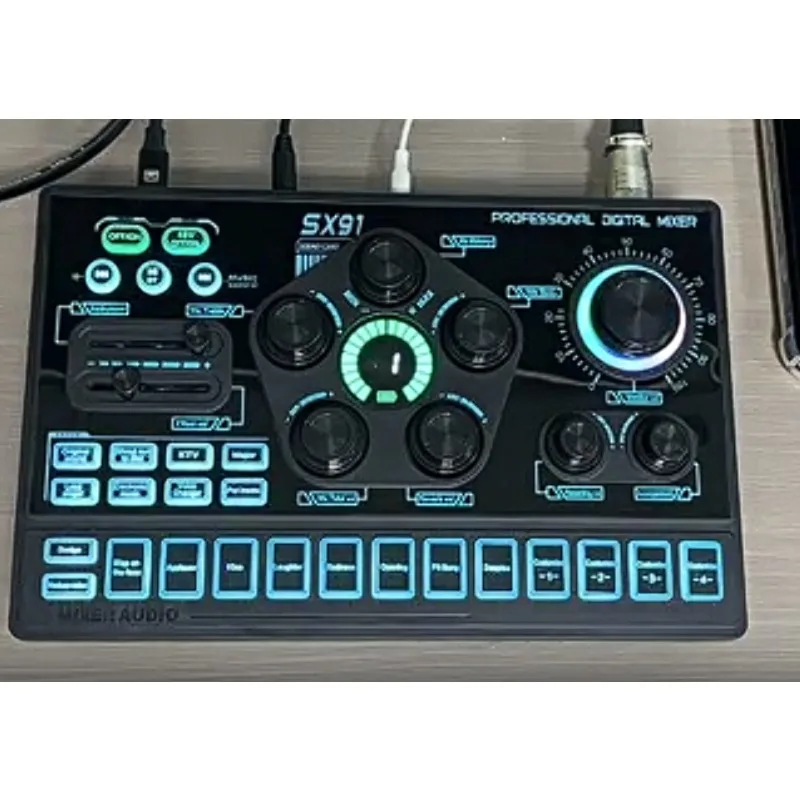 New English version 48V sound card mobile phone computer streaming media podcast noise reduction belt 4 custom buttons SX91