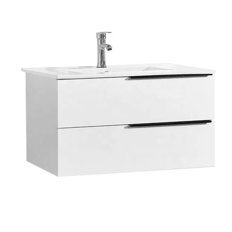 Modern Wall-Mounted Bathroom Vanity with Ceramic Basin Stainless Steel Drainer Water Resistant Easy Clean Durable Cabinet Sinks