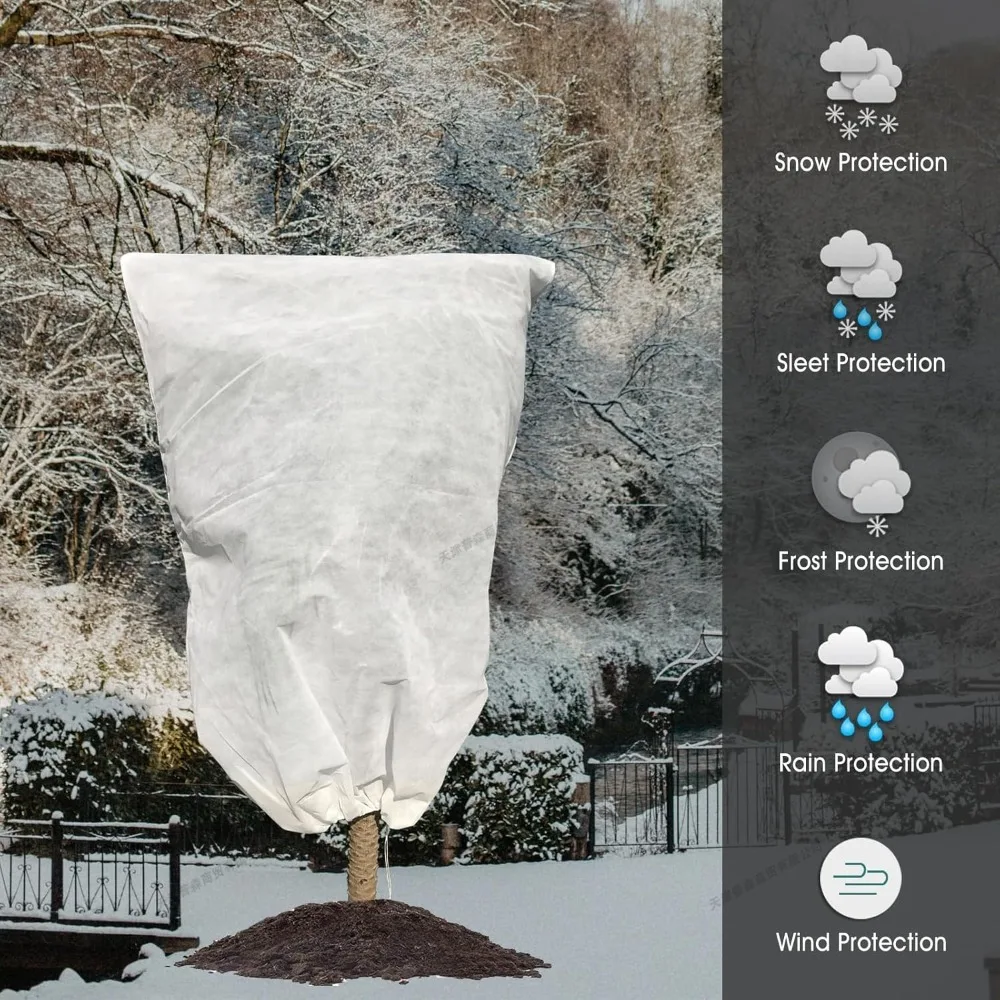 Plant Covers Freeze Protection Frost Cloth Blankets for Outdoor Plant with Zipper Drawstring for Shrubs Potted Plants in Winter
