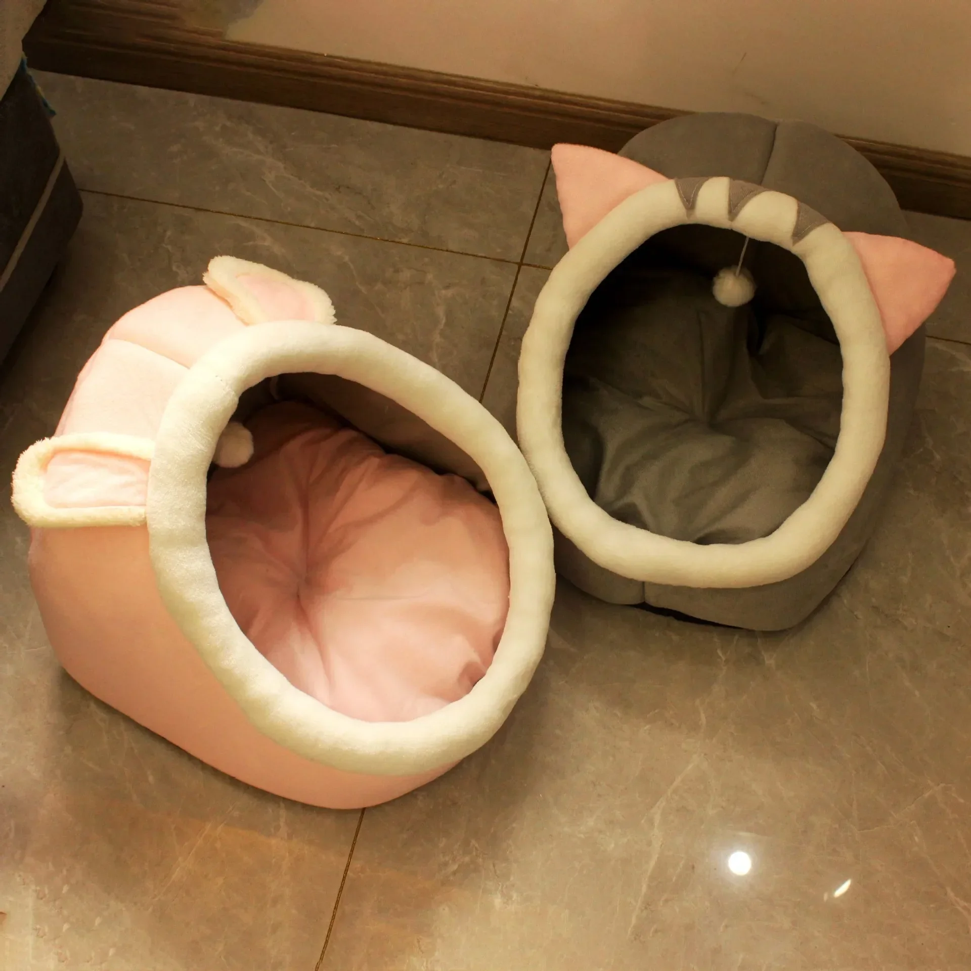 Sweet Cat Bed Warm Pet Basket Cozy Kitten Cushion Cat House Tent Very Soft Small Dog Mat Bag For Washable Cave Cats Beds