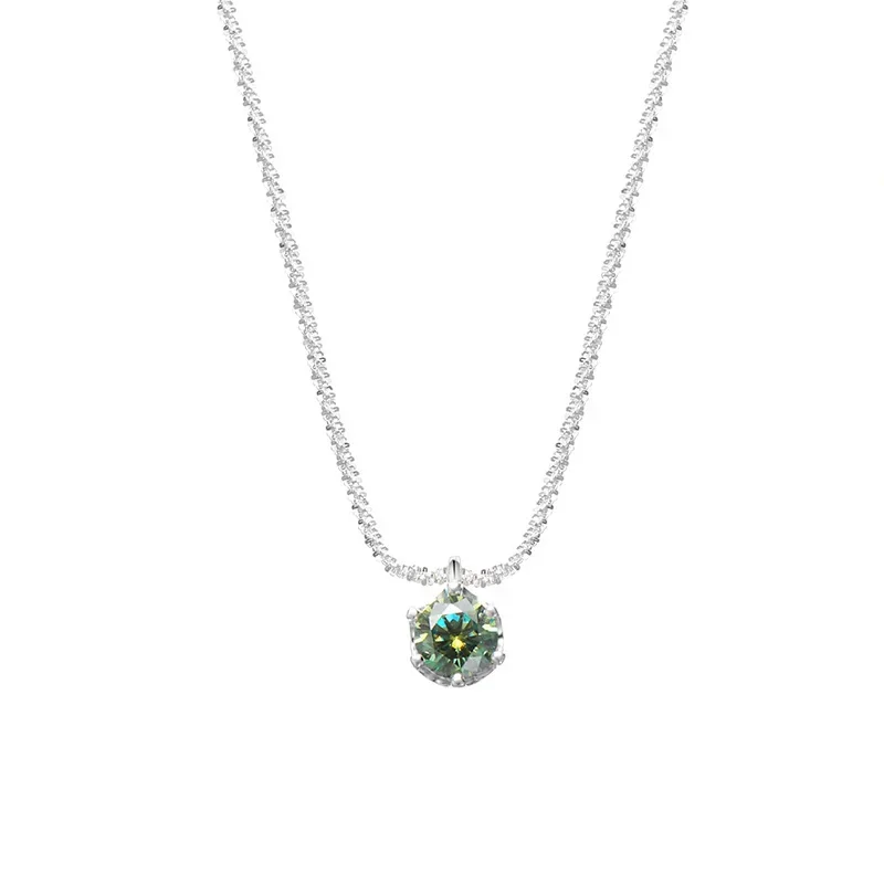 Colorido D Cor Moissanite Colar para Mulheres, S925 Sterling Silver Plated, Correntes Espumantes, Joalheria Fina, Pt950