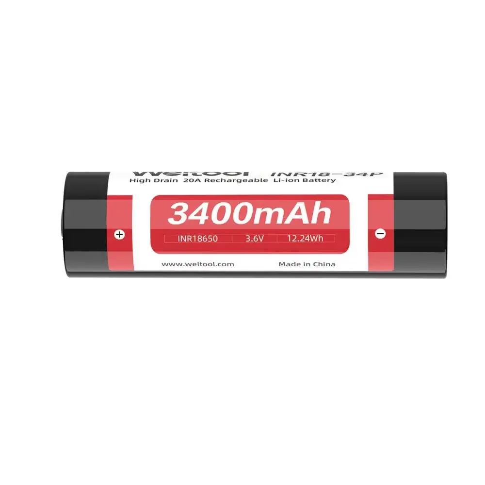 Weltool INR18-34P High Drain 18650 Li-ion Battery 3400mAh Battery
