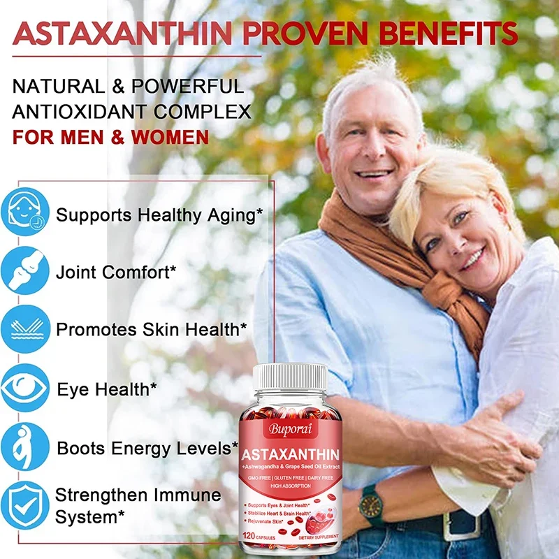 Astaxanthin Supplement - with EPA, DHA, Supports Eye, Cardiovascular, Joint and Skin Health, Non-Gmo