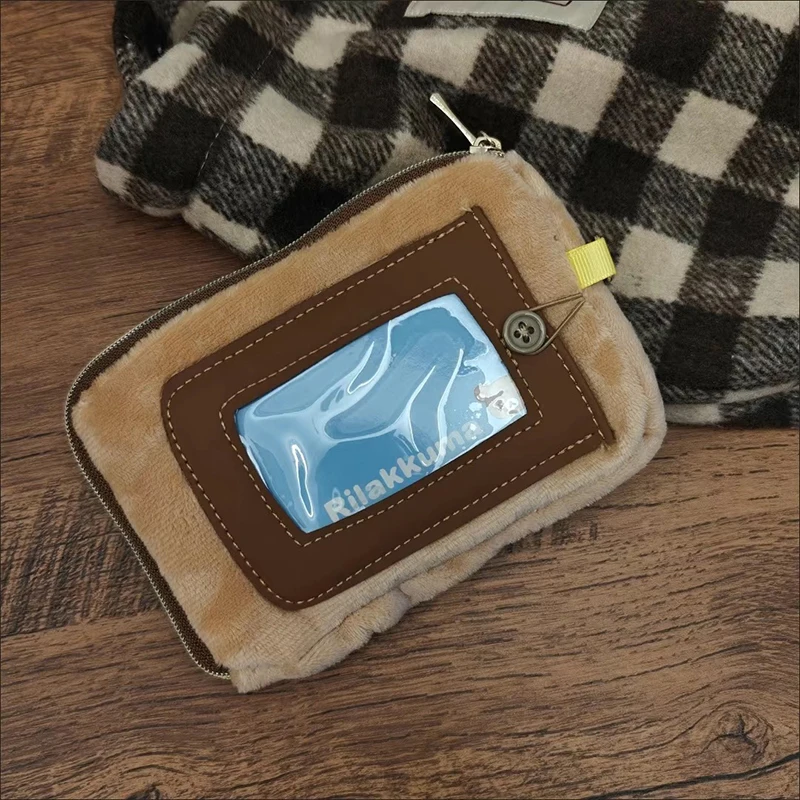 2025 جديد Kawaii Rilakkuma محفظة شفافة محيطية أنيمي تحت عنوان حافظة بطاقات ومفتاح حافظة التخزين المنظم فتاة هدية عيد ميلاد