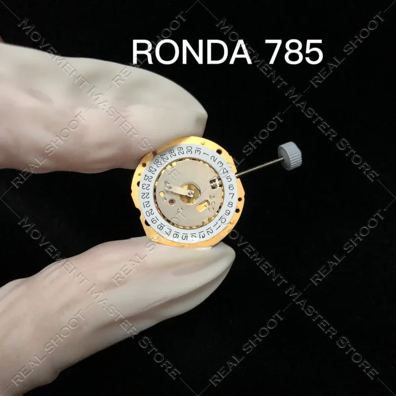 RONDA 785 New Original Swiss Calendar Quartz Movement Gold and Silver Movement Watch Mouvement Accessories