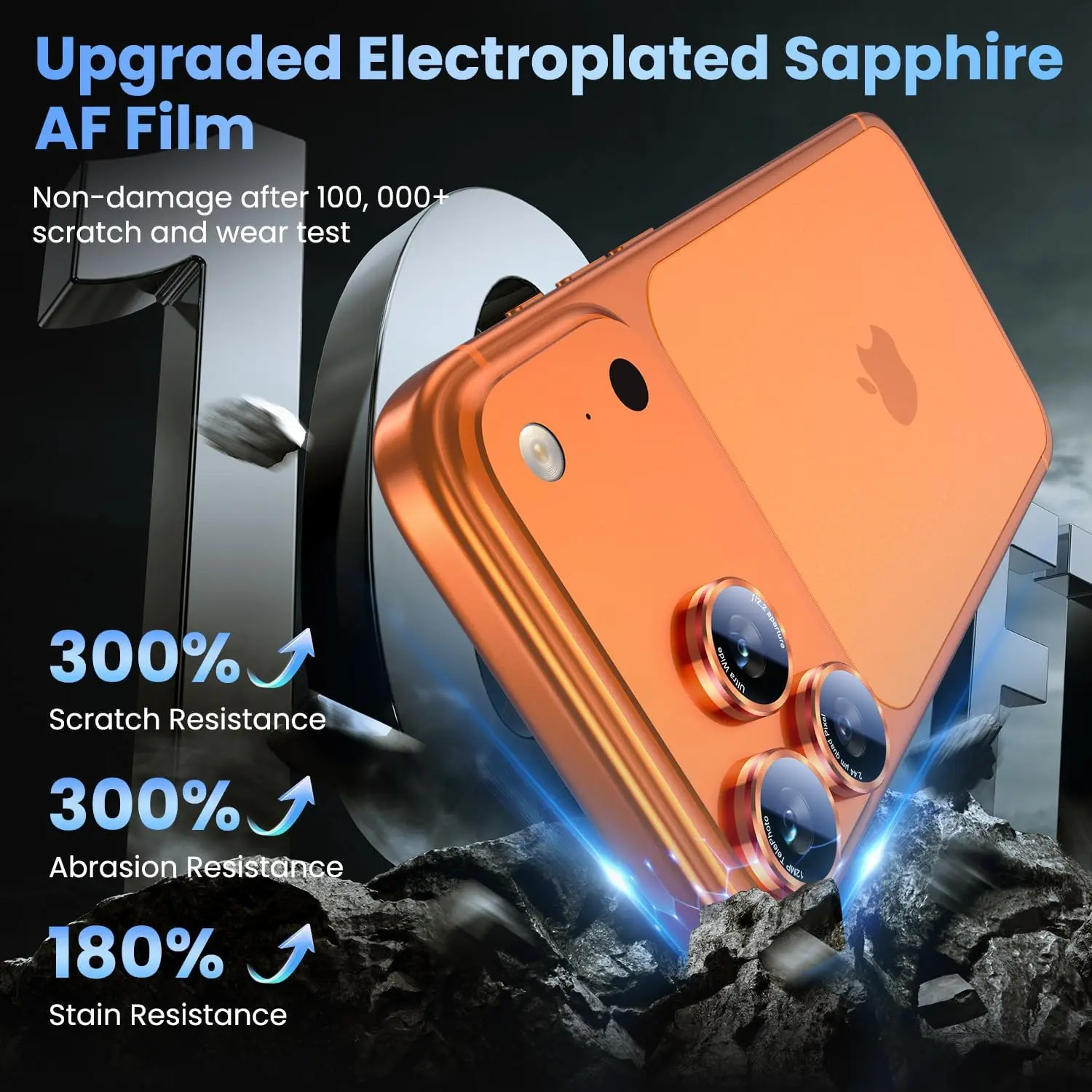 Orange Camera Lens Protector Cover For iPhone 17 Pro Max Air 16 Plus 15 14 13 Mini 17Pro Tempered Glass Metal Phone Protection