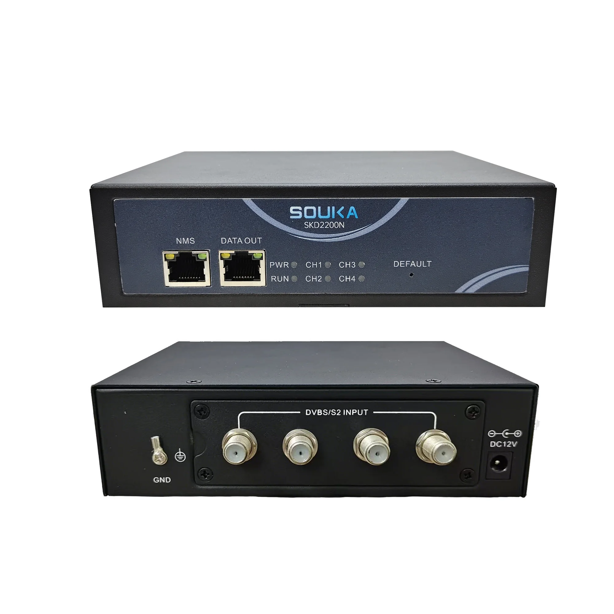 4-kanaals tuner naar IP DVB-T2 DVB-C ATSC ISDBT DVB-S/S2 naar IP IPTV CATV TV-systeem digitale ontvanger gateway IRD RF naar IP