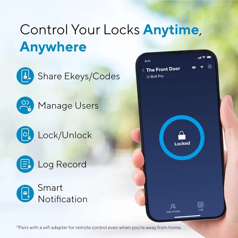 ULTRALOQ U-Bolt Pro Smart Lock with WiFi Bridge,7-in-1 Fingerprint Keyless Entry Door Lock with App Remote Control,BacklitKeypad