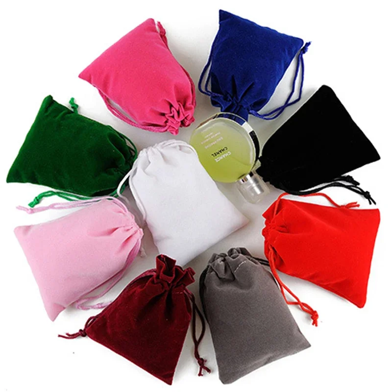 50/100pcs Drawstrings Velvet Bags Velour Storage Pouches Bags Jewelry Storage Bag for Wedding Party Favors Gift Candy Bags Dice