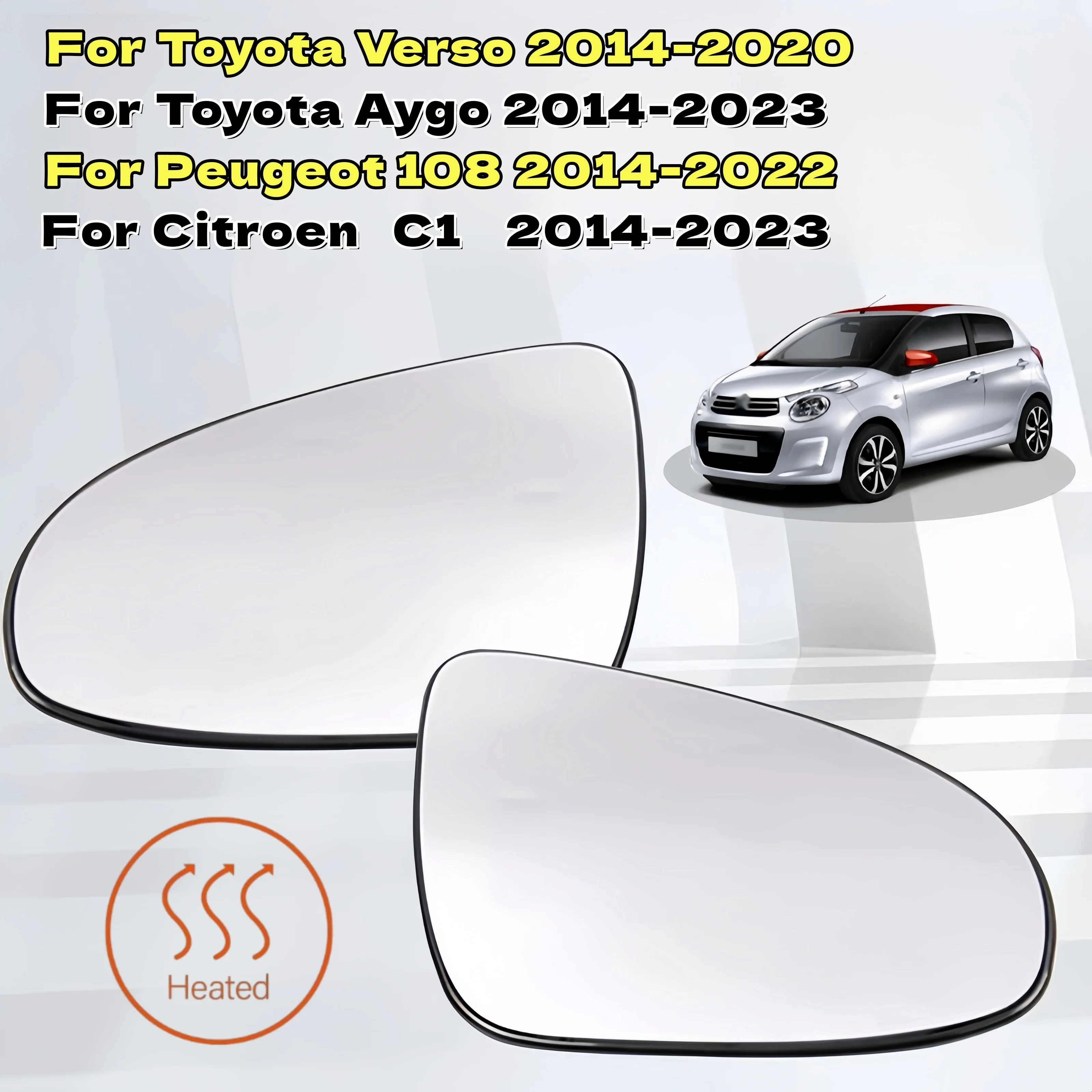 

Для Toyota Aygo 2014-2023 Verso 2014-2020 Peugeot 108 2014-2022 Citroen C1 2014-2023 Автомобильное наружное зеркало заднего вида с подогревом
