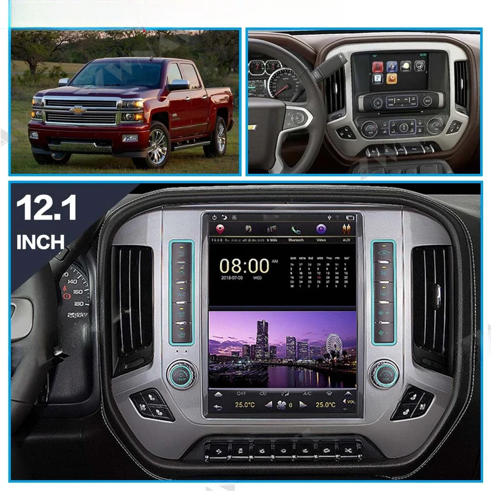 Android 11.0 4G+64G Tesla Style Car Radio GPS Navigation For Chevrolet Silverado Car Multimedia Player For GMC SIERRA 2015-2019