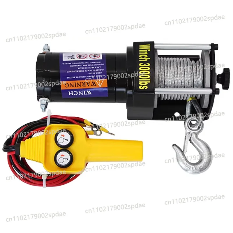 Electric Winch for Off-Road Rescue 12V/24V ATV/UTV Steel Cable Winch Includes Wired Remote Control