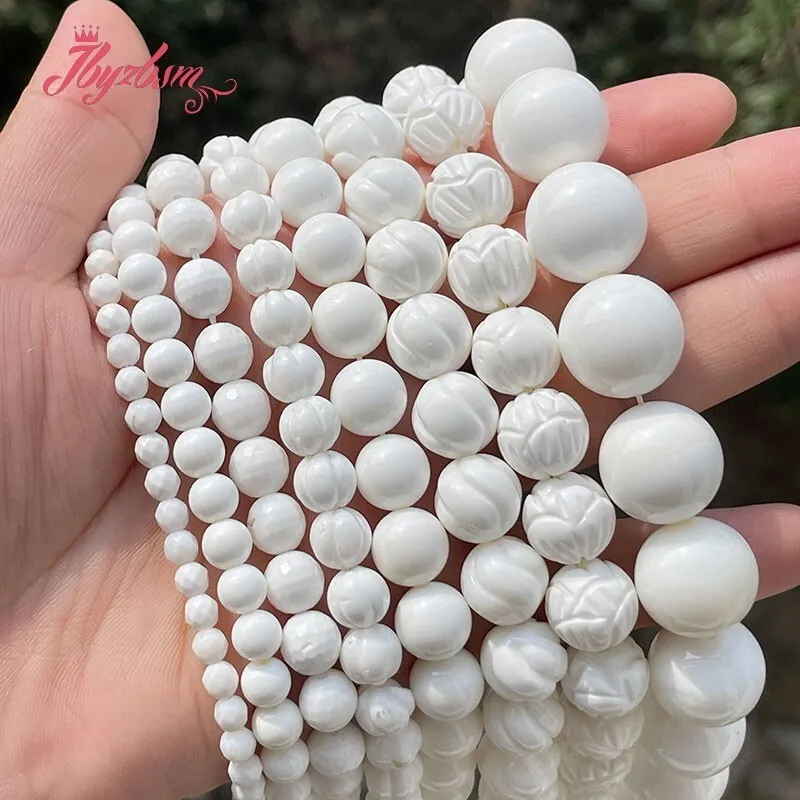 

Round Smooth Faceted Carved Twist Shell Natural Stone Beads for DIY Charms Accessories Necklace Bracelets Jewelry Making 15"