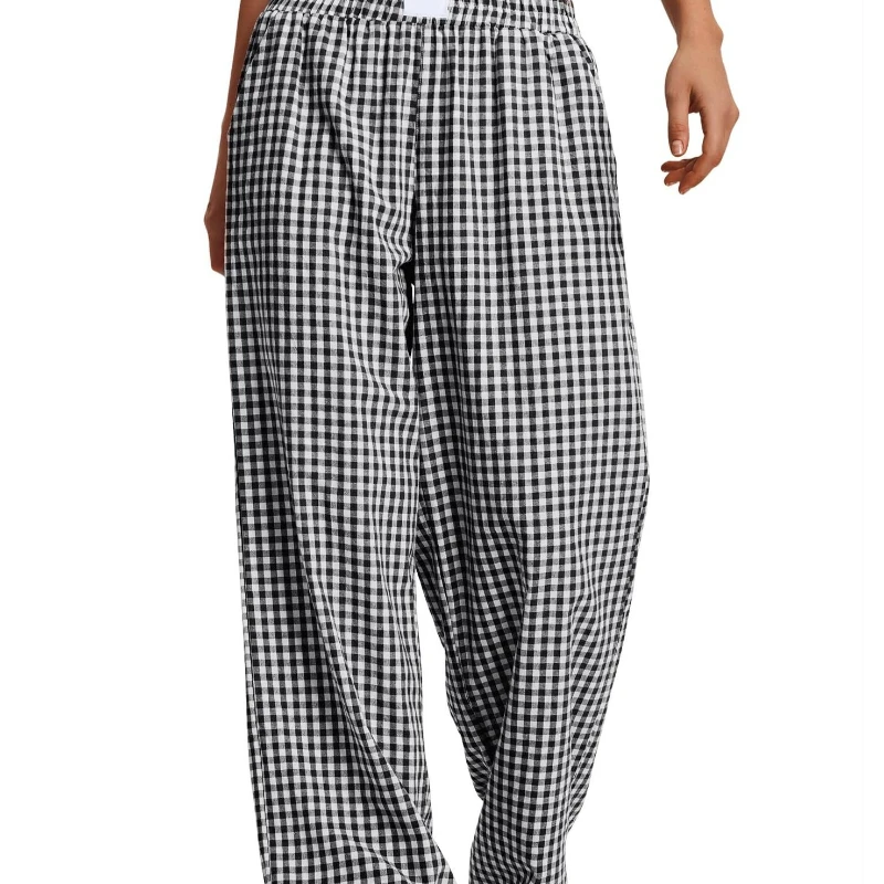 2026 Spring New European American Women's Clothing Fashion Pure Cotton Plaid Casual Loose Pocket Versatile Long Pants Ladies