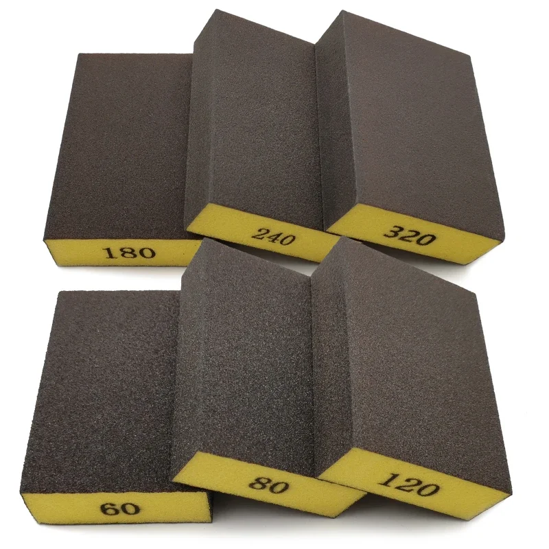 

6pcs/set(60 80 120 180 240 320)Coarse Medium Fine Grit Sanding Block Sander Sponges for Wood Drywall Metal Sandpaper Sponge