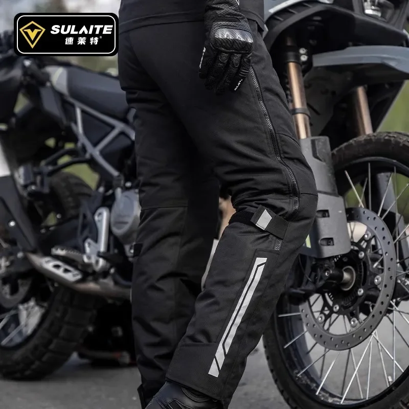 SULAITE Motorcycle Riding Pants Autumn and Winter Warm Wind and Cold Fast Unzipper Pants Anti-fall Motorcycle Rider Gear