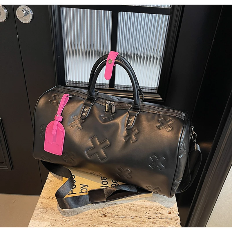 Women'S Fashion Bag PU Leather Gym Fitness Yoga Travel Luggage Boston Handbag Outdoor Duffle Sports Suitcase Shoulder Tote Bag