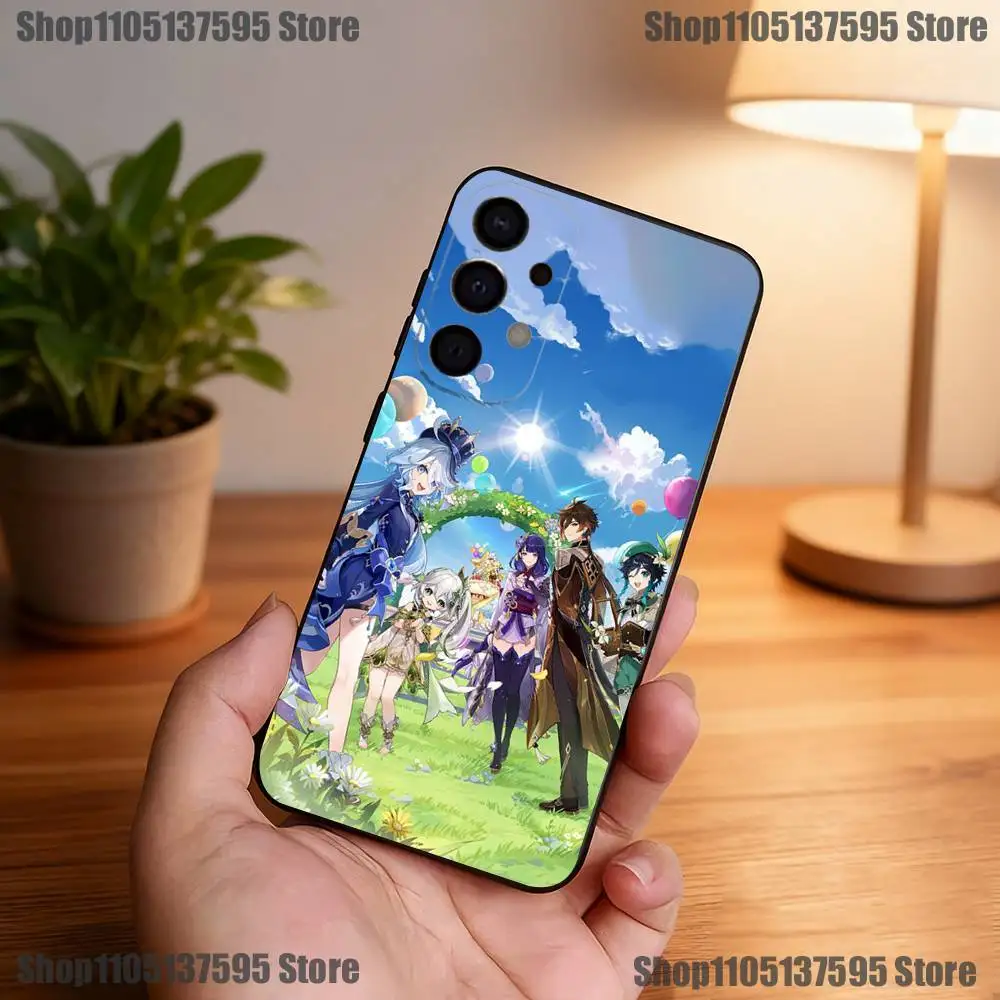 Custodia per telefono Anime G-Genshin Impact per Samsung S25, S24, S21, S22, S23, S30, Ultra, S20, Plus, Fe, Lite, 5G Cover nera
